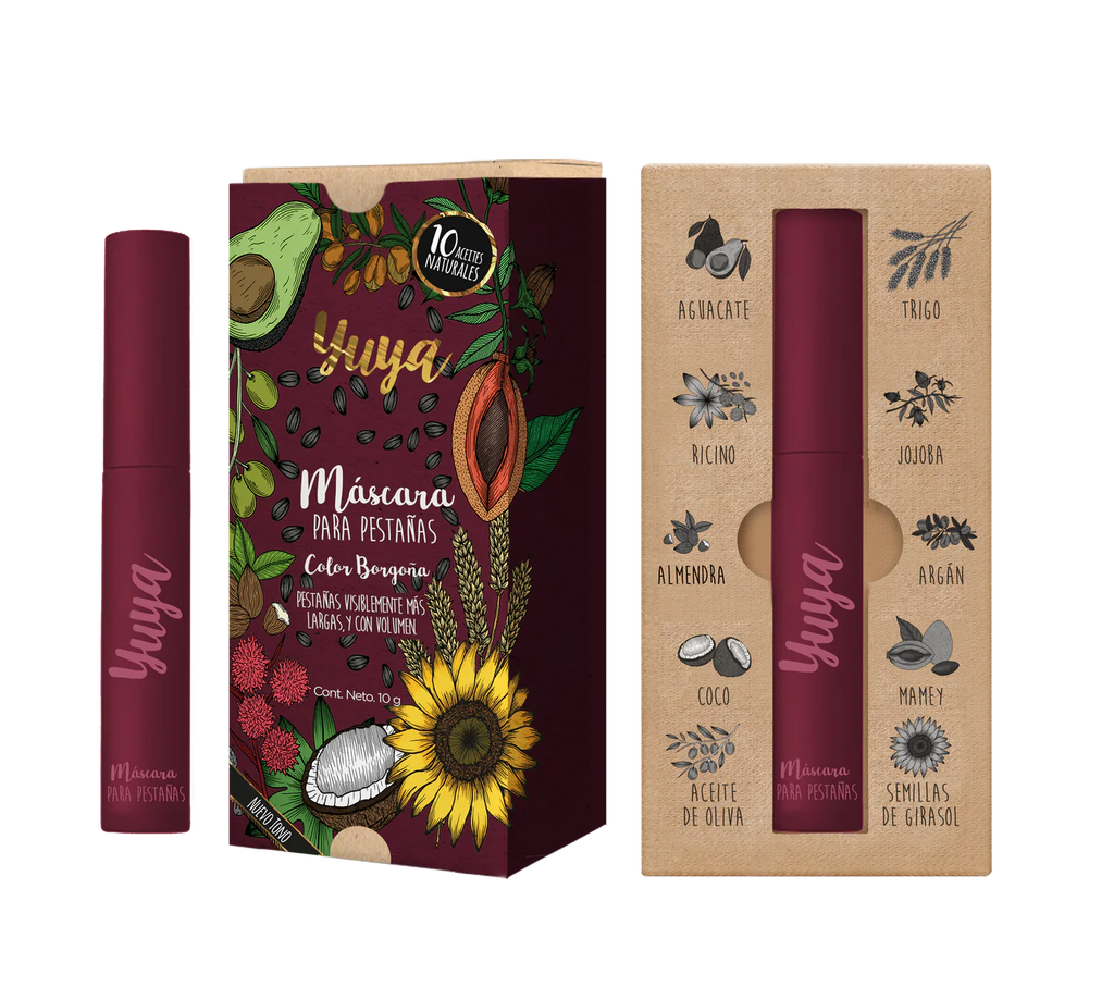 Máscara de Pestañas con 10 Aceites Naturales Borgoña