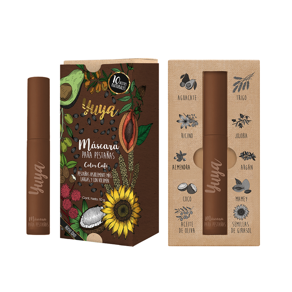 Yuya Máscara de Pestañas con 10 Aceites Naturales Café